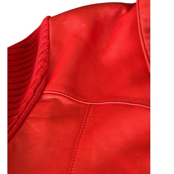 Lisa International Vintage 90s Red Lamb Skin Leather & Knit Sweater Jacket L - Picture 8 of 12